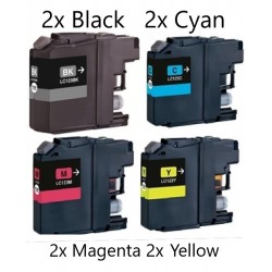 2x Brother LC123 BK/C/M/Y Cartridges Full Set